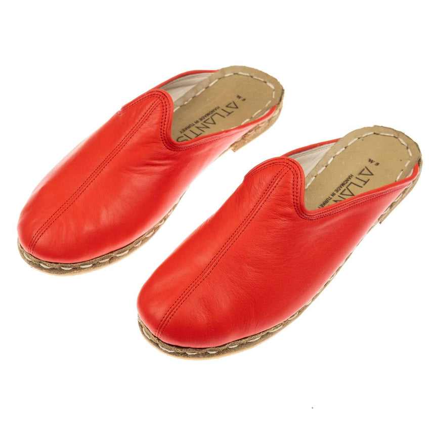 Red Slippers - Turkish Slippers for Women & Men : Atlantis Handmade Shoes