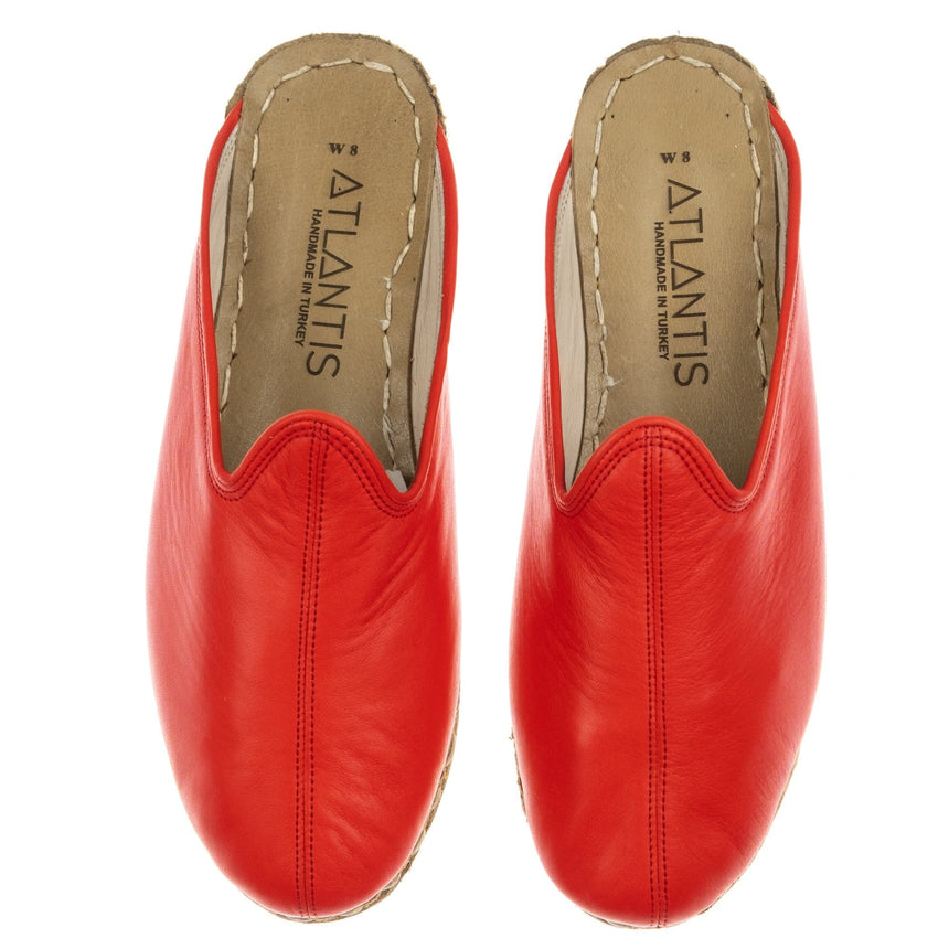 Red Slippers - Turkish Slippers for Women & Men : Atlantis Handmade Shoes