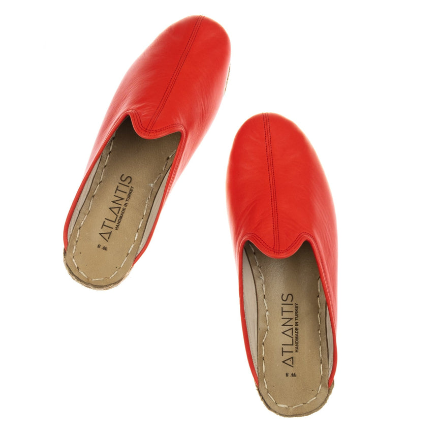 Red Slippers - Turkish Slippers for Women & Men : Atlantis Handmade Shoes