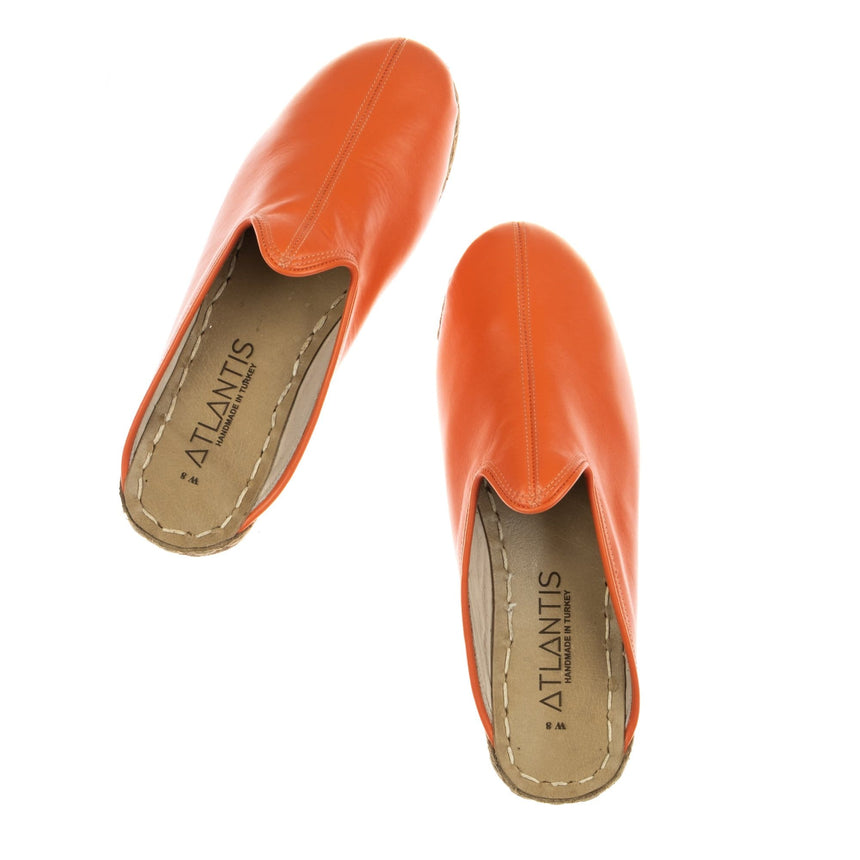 Orange Slippers - Turkish Slippers for Women & Men : Atlantis Handmade Shoes