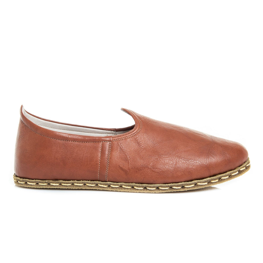 Men's Leather Tan Slip On Shoes