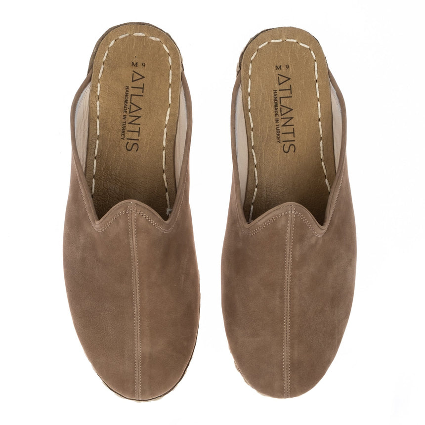 Women's Beige Leather Slippers