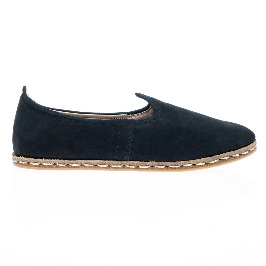 Men's Leather Black Nubucks Slip On Shoes