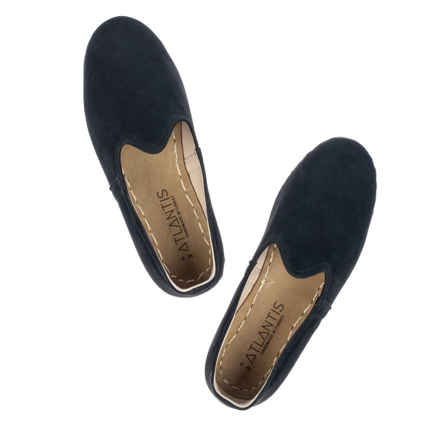 Damen-Slipper aus schwarzem Nubukleder