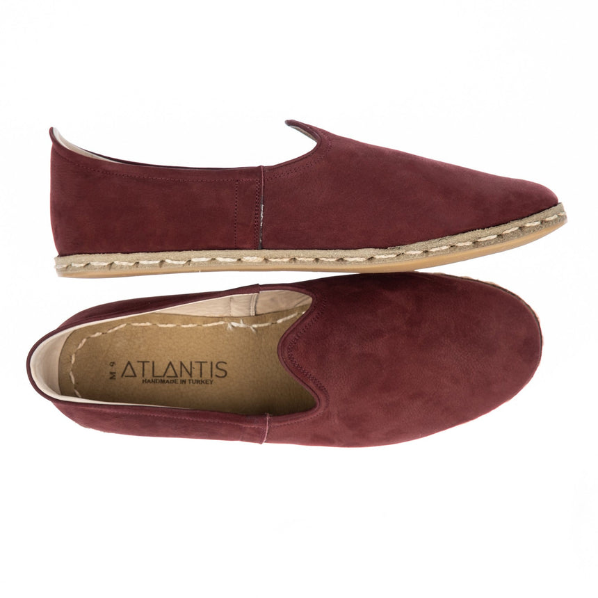 Men's Leather Burgundy Slip On Shoes