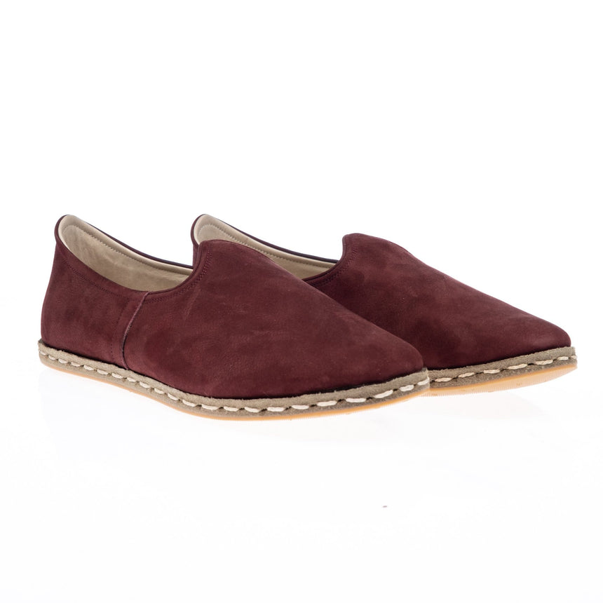 Burgunderrote Slip-On-Schuhe für Damen