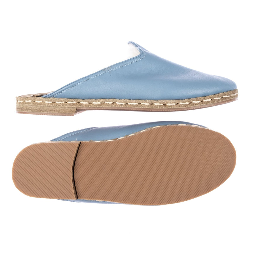 Men's Ice Blue Shearling Slippers