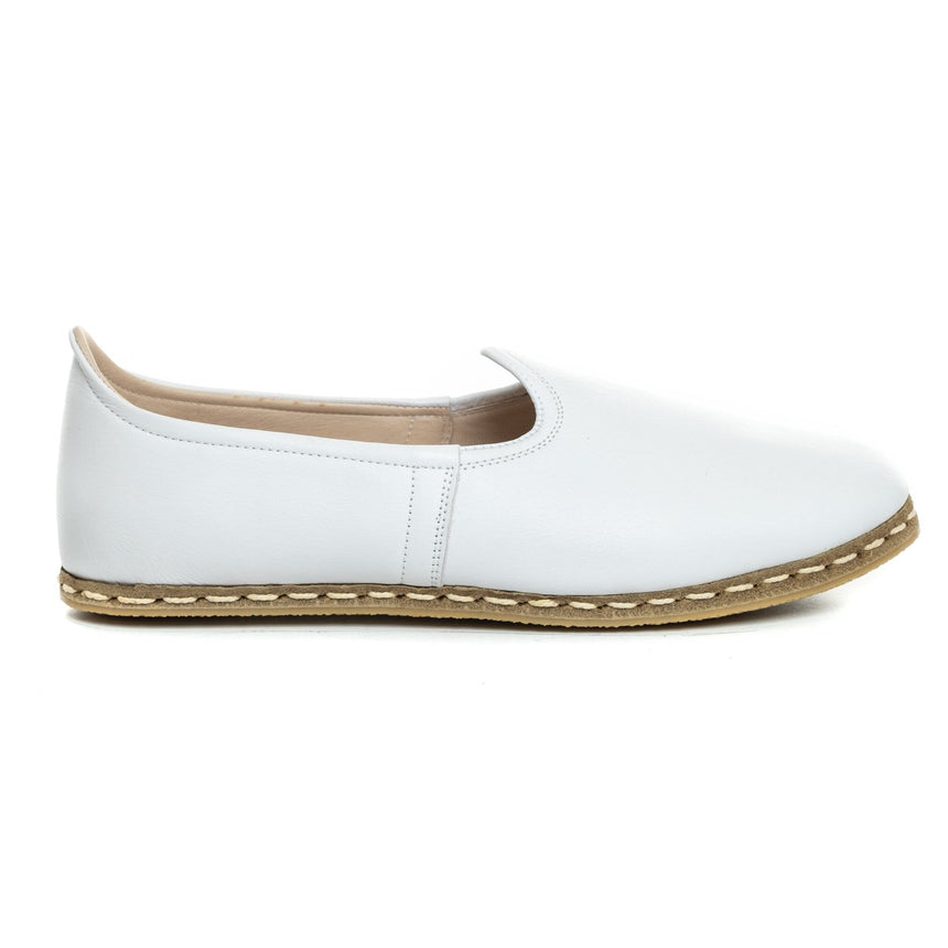 Men's Leather White Slip On Shoes