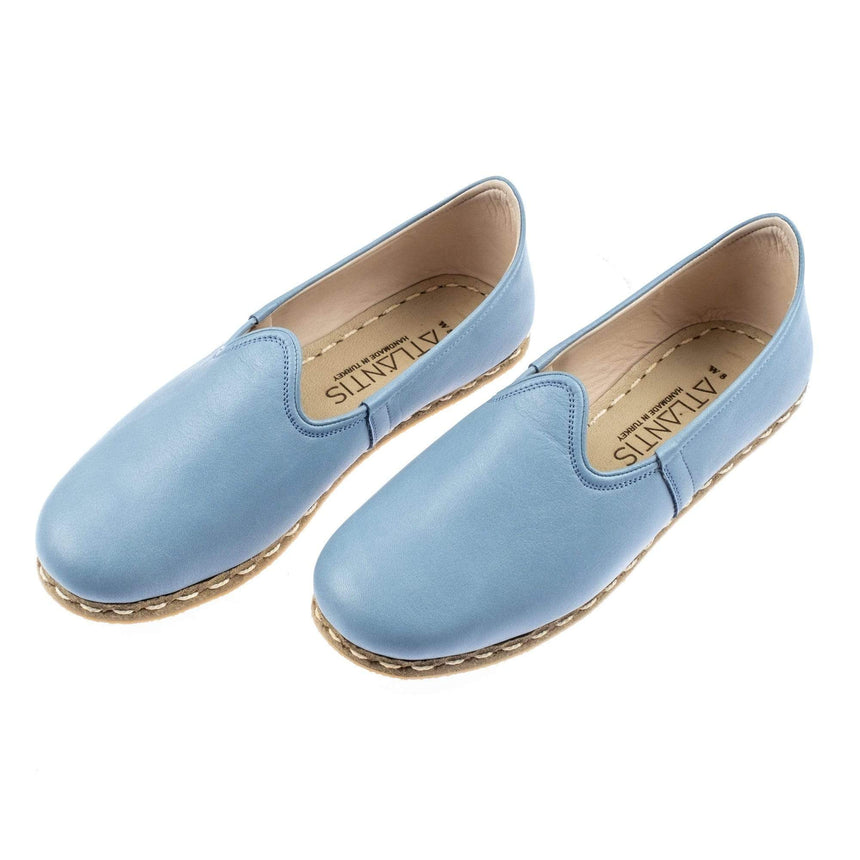 Himmelblaue Slip-On-Schuhe für Damen