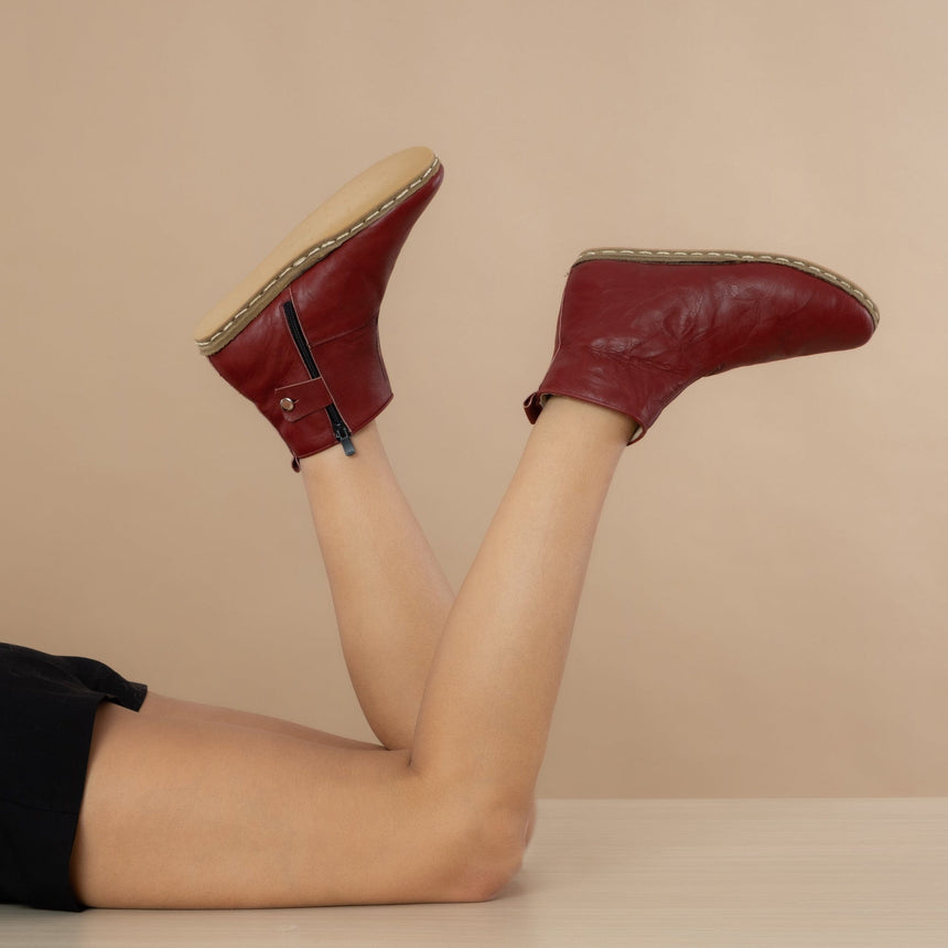 Women's Burgundy Leather Boots