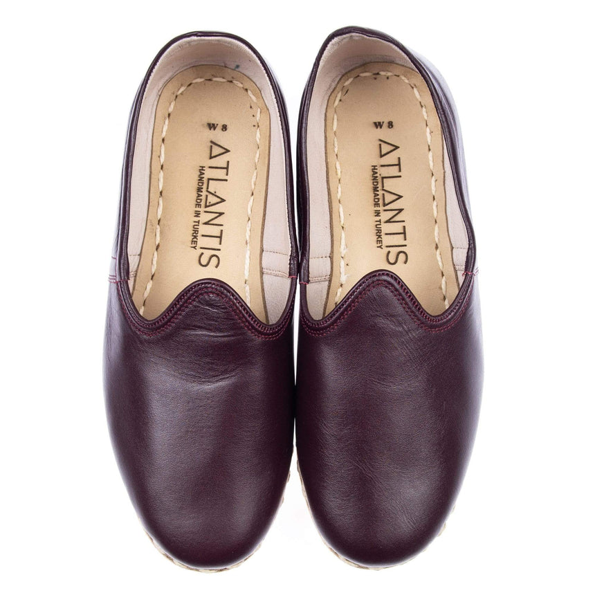 Burgundy - Turkish Slip-On Shoes for Women & Men : Atlantis Handmade Shoes