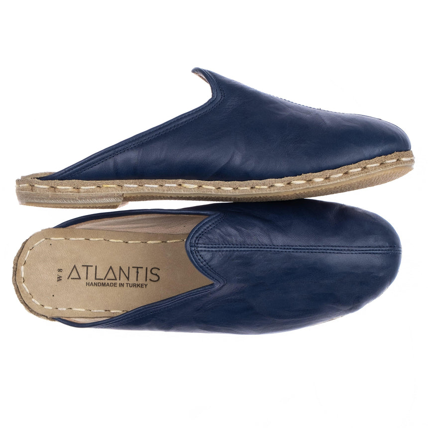 Navy Slippers - Turkish Slippers for Women & Men : Atlantis Handmade Shoes