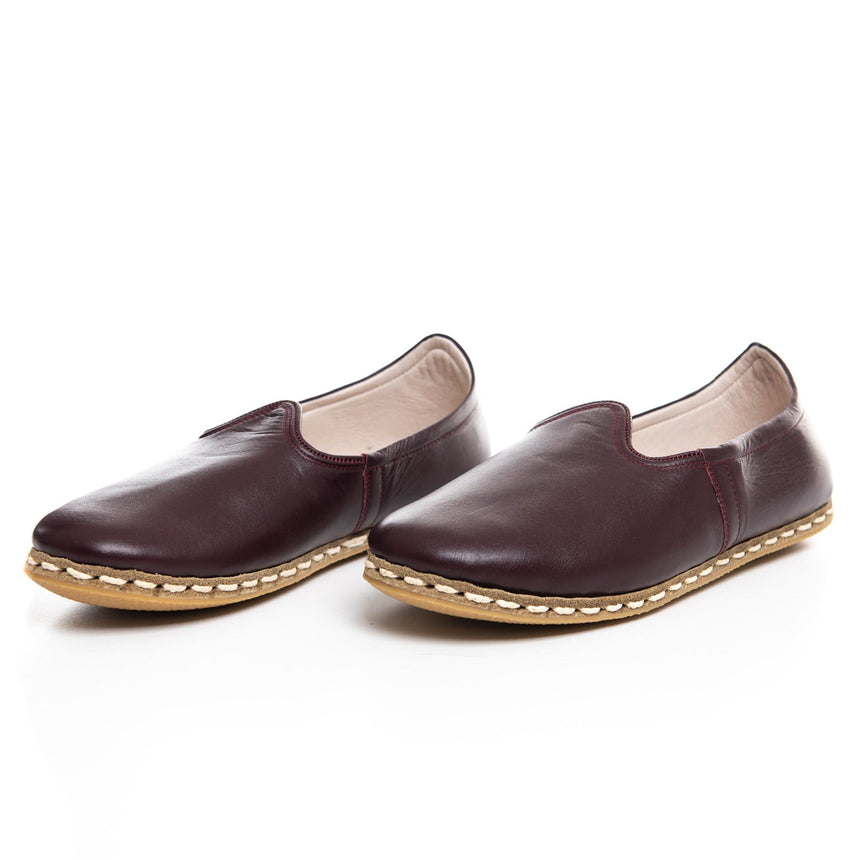 Burgundy - Turkish Slip-On Shoes for Women & Men : Atlantis Handmade Shoes