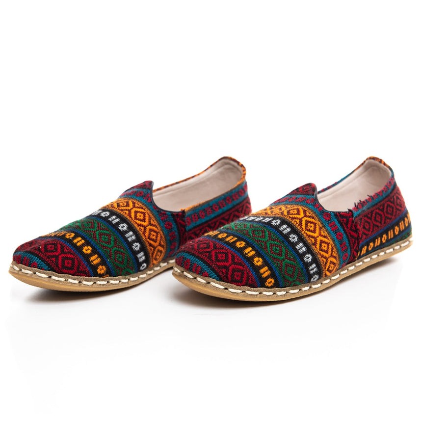 Burgundy Kilim - Turkish Slip-On Shoes for Women & Men : Atlantis Handmade Shoes