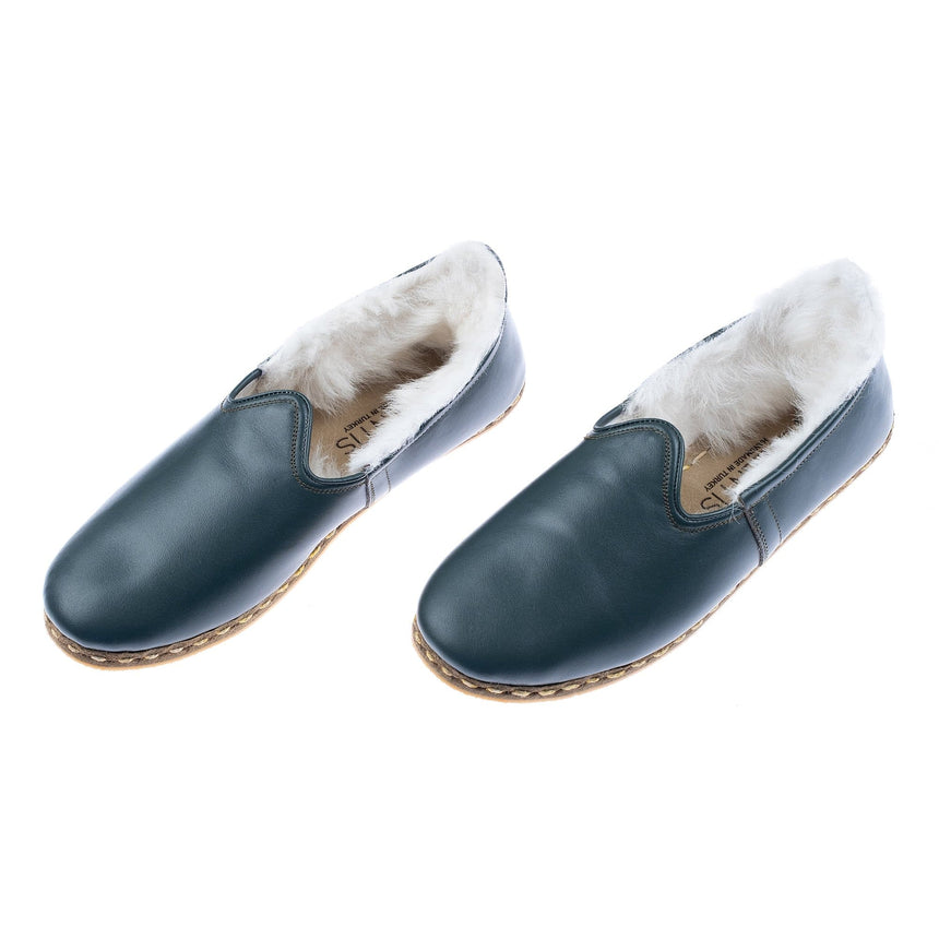 Dunkelgrüner Shearling für Damen