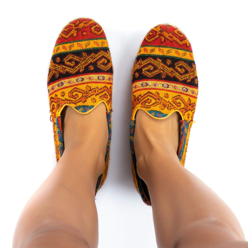 Yemeni Kadın Kilim Desenli Slip On Ayakkabı