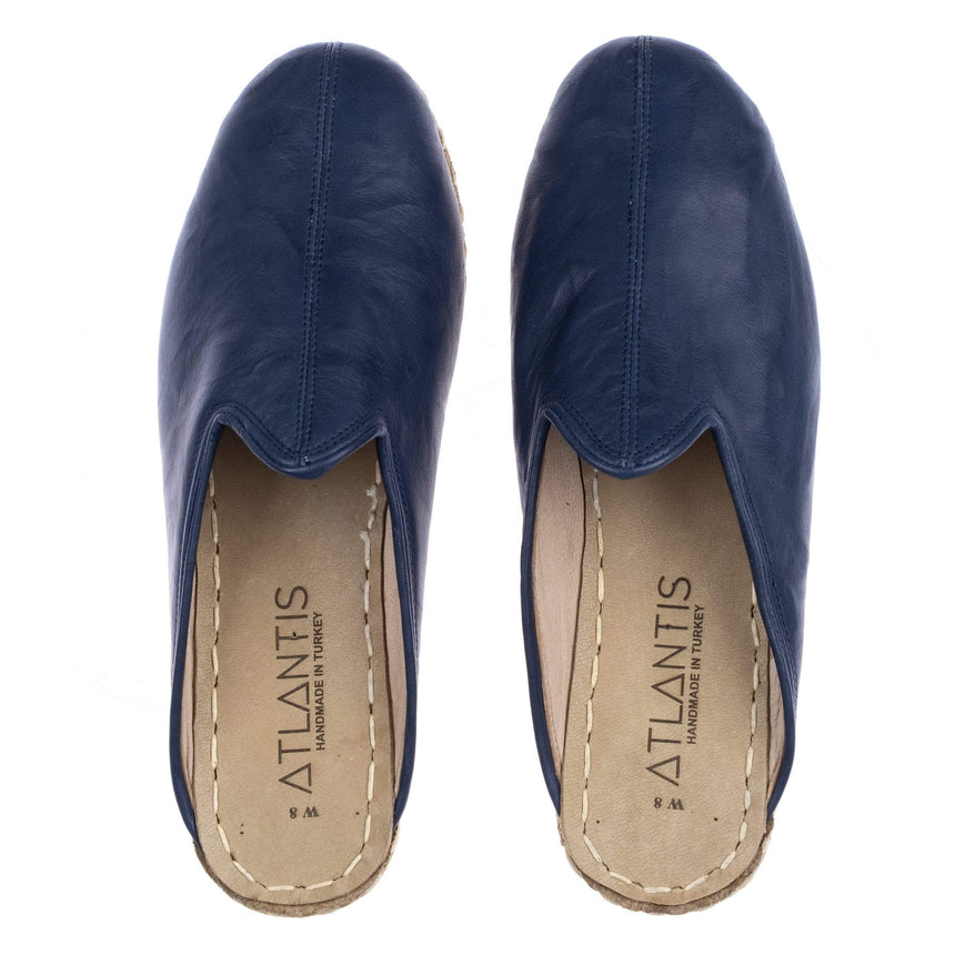 Navy Slippers - Turkish Slippers for Women & Men : Atlantis Handmade Shoes