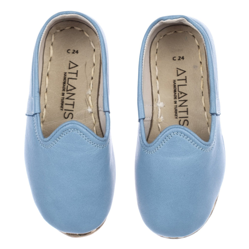 Kids Sky Blue Leather Shoes