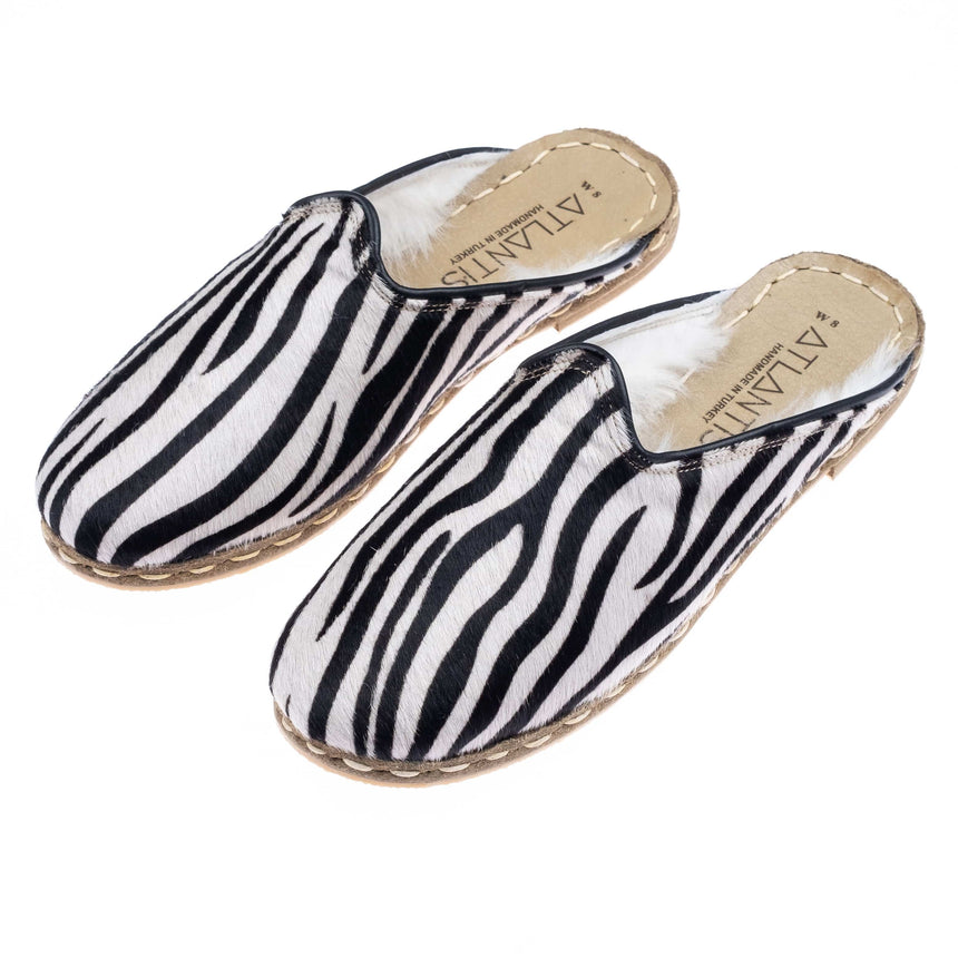 Zebra Shearlings - Turkish Slippers for Women & Men : Atlantis Handmade Shoes