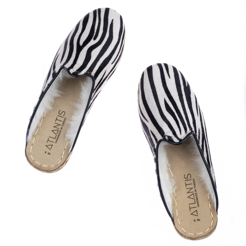 Zebra Shearlings - Turkish Slippers for Women & Men : Atlantis Handmade Shoes